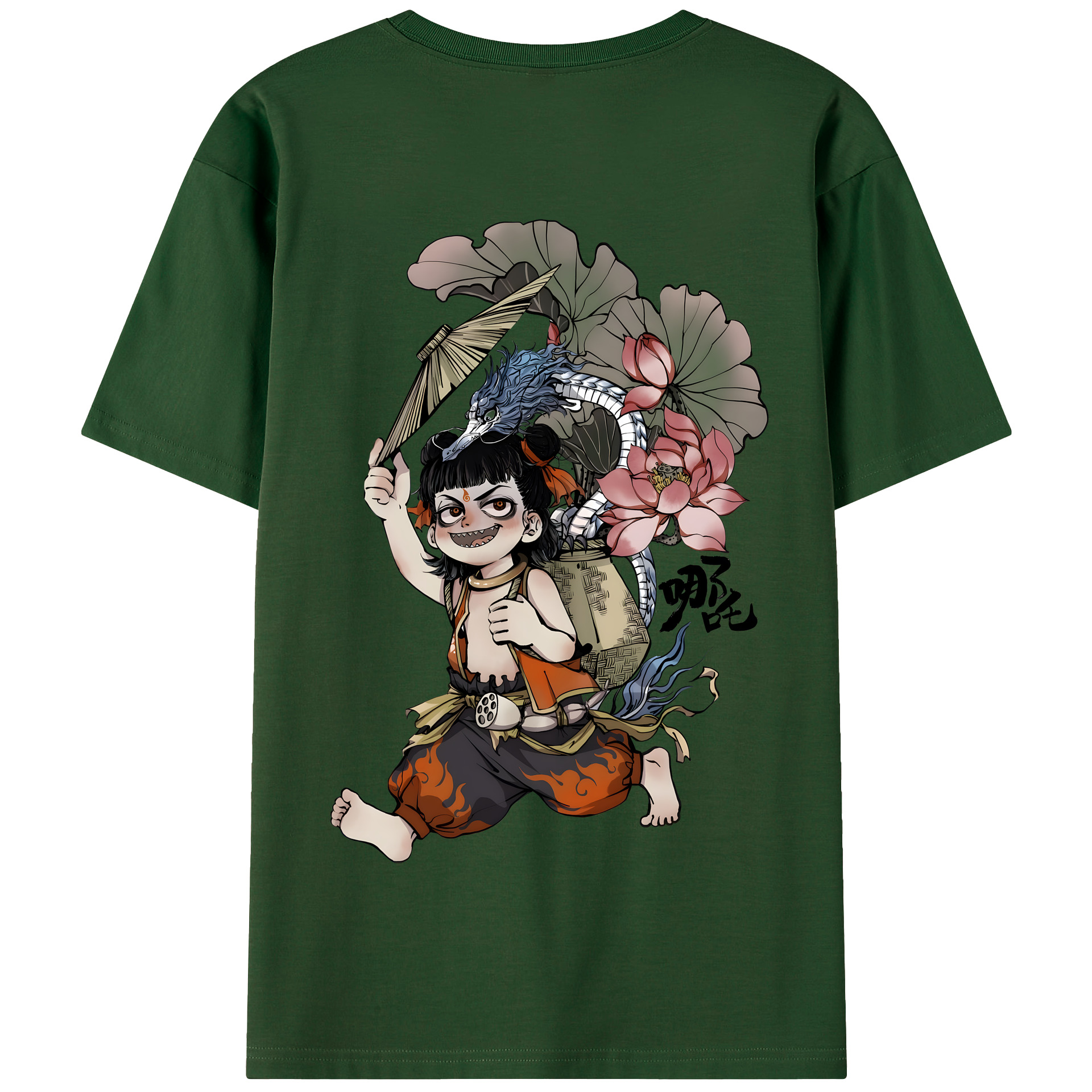 （画像用） Ne Zha 2 ナタ 魔童の大暴れ 綿100％半袖Tシャツ（背面プリント）